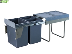 Tekey Kitchen Storage Bin Kitchen Accessory Bin Kitchen Organizer Sliding Runners Kitchen Cabinet Pull Out Waste Bin Container Cupboard Trash Collector Kitchen Cabinet Built-in Pull Out Waste Bin Kitchen Hanging Recycle Trash Can Pull Out Kitchen Bin