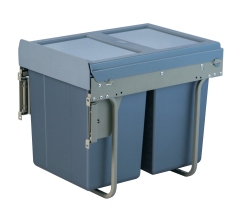 Tekey Duplo fechamento macio puxe fora armário lixeira cozinha lixeira Oculto puxe fora plástico da cozinha construído na lixeira Soft-Close Pull Out Lixo Armazenamento de cozinha lixo macio-fechado pode escondido puxar para fora o fechamento macio da coz