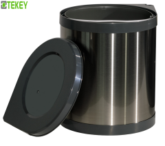 Tekey Kitchen Pivot Out Stainless Steel Trash Can Under-Sink Trash Can Built In Cabinet Kitchen Waste Bin Pull Out Door Mounted Waste Bin