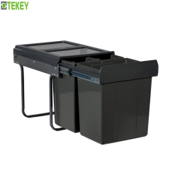 Tekey Мебель для мусорной баки Кухня Встроенные мусорные баки Кухонный шкаф Аксессуар Вытащите мусорную баку Слайд Пластиковый контейнер для мусора Кухонные шкафы Под шкафом Нижнее установленное мусорное баки Кухонный аксессуар для мусорной баки Под раков