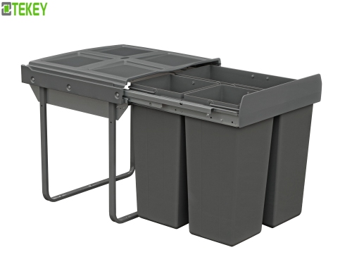 Tekey Kitchen Trash Can Hanging Kitchen Cabinet Trash Bin Pull Out Storage Bin Kitchen Built-in Waste Bin Plastic Pull Out Trash Can Kitchen Cupboard Bin Built-In PP Material Kitchen Plastic Trash Bin Multifunctional Kitchen Bin Square Lacquered Trash Can