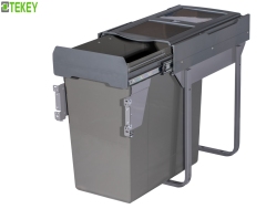Tekey プラスチックキッチンゴミ容器作り付けゴミ箱キャビネットの貯蔵 リサイクルストレージ 作り付けゴミ箱 プラスチックキッチンビン キッチンキャビネット 作り付けゴミ箱を引き出す 隠されたキッチンキャビネットのゴミ箱 ダブルプラウトゴミ箱 リサイクルゴミ箱 シンクゴミ箱の下のキッチンゴミ箱