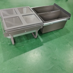 Tekey 600mm シンク下ゴミ箱 2*18L キッチンゴミ箱 カウンタートップゴミ箱 モダン ダブルゴミ箱 カスタムビルトインゴミ箱 伸縮レールゴミ箱