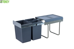 Tekey Kitchen Storage Bin Kitchen Accessory Bin Kitchen Organizer Sliding Runners Kitchen Cabinet Pull Out Waste Bin Container Cupboard Trash Collector Kitchen Cabinet Built-in Pull Out Waste Bin Kitchen Hanging Recycle Trash Can Pull Out Kitchen Bin