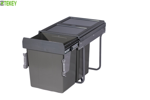 Tekey Schrank Küche Spülbecken Schiebe Pull-Out verstellbare Müllbehälter weich schließen Küche Abfall Recycling weicher Bin unter Spülbecken ziehen Müllbehälter unter Spülbecken ziehen Staubbin Recycling Schrank Müllbehälter Recycling weich schließen