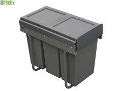 Tekey Modern Garbage Systems Pull Out Trash/Waste Bin System Based Mounted Triple Kitchen Waste Bin Kitchen Built-in Dustbin Kitchen Cabinet Built-in Waste Bin Pull Out Trash Can Soft Closing Rubbish Can Kitchen Cupboard Bin Pull Out Storage Bin