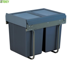 Tekey Duplo fechamento macio puxe fora armário lixeira cozinha lixeira Oculto puxe fora plástico da cozinha construído na lixeira Soft-Close Pull Out Lixo Armazenamento de cozinha lixo macio-fechado pode escondido puxar para fora o fechamento macio da coz