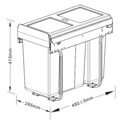 Tekey キッチンビルトインゴミ箱 キッチンダストビン 双層二連ボトル型プラスチック廃棄物分類ボックス 隠し型プラスチックボックス キッチン収納 ソフトクロージングキッチン廃棄物箱 パイプアウトごみ箱