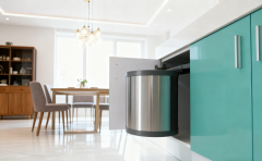 Tekey Built In Cabinet Waste Bin Rotating Trash Can Pull Out Door Mounted Kitchen Bin Garbage Waste Storage Plastic Pull Out Trash Can Built-In Inner Rotating Garbage Can Trash Bin Garbage Can Dustbin Kitchen Rubbish Bin Plastic Dustbins