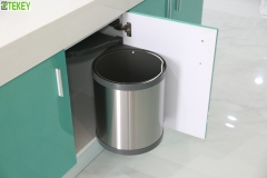 Tekey Built In Cabinet Waste Bin Rotating Trash Can Pull Out Door Mounted Kitchen Bin Garbage Waste Storage Plastic Pull Out Trash Can Built-In Inner Rotating Garbage Can Trash Bin Garbage Can Dustbin Kitchen Rubbish Bin Plastic Dustbins