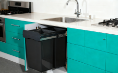 Tekey Hardware Cozinha Lixo embutido debaixo da pia Lixo deslizante Lixo de classificação Lixo de acessórios de cozinha Lixo de armazenamento de cozinha Organizador de cozinha Lixo montado Corredores deslizantes de trabalho pesado armário cozinha puxe