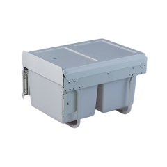Tekey Restaurant Hidden Pull Out Waste Bin Container Double Plastic Dustbins Kitchen Storage Recycle Built-In Kitchen Trash Can Kitchen Trash Bin Base Mount Kitchen Waste Bin Plastic Garbage Container Embedded Double Buckets