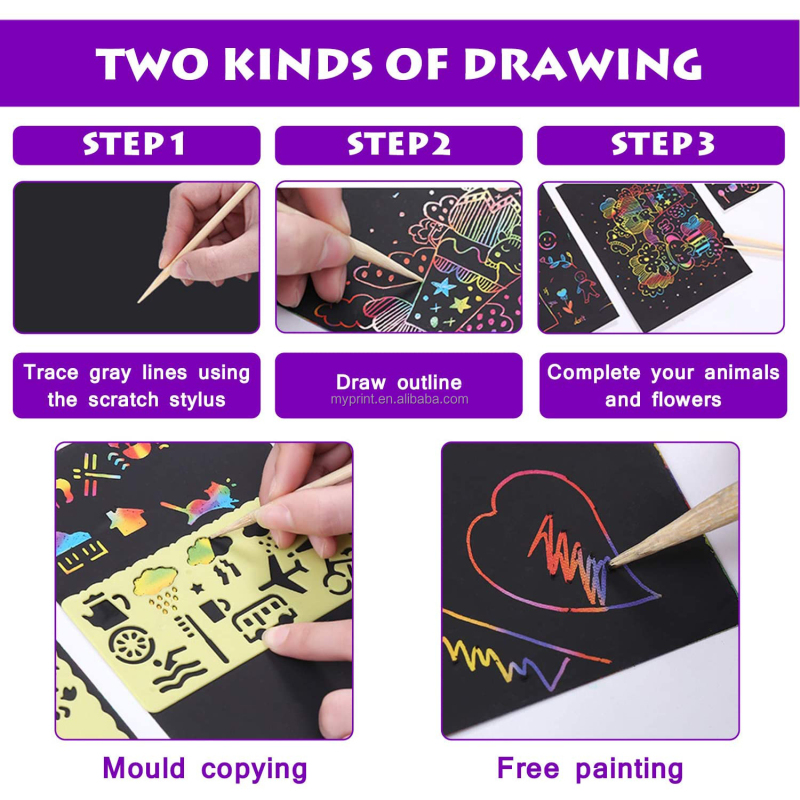 Magic Scratch Book Kids Toy Rainbow Scratch Paper Art Set Notebook forChildren