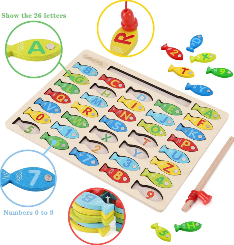 Educational Toys Magnetic Wooden Fishing Game Toy