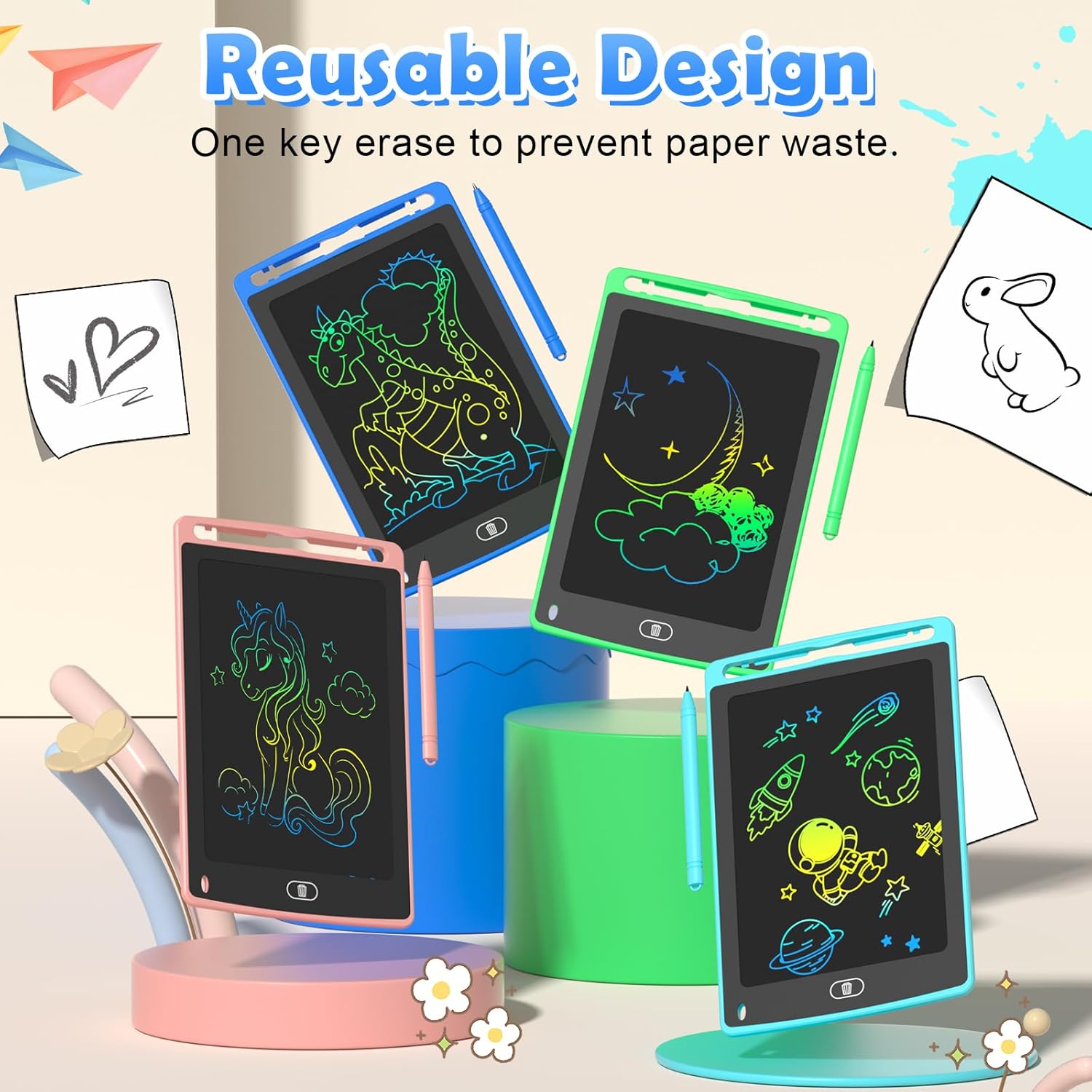 Writing LCD Tablet for Kids, 8.5 Inch Colorful Doodle Board Drawing Tablet, Educational Toys
