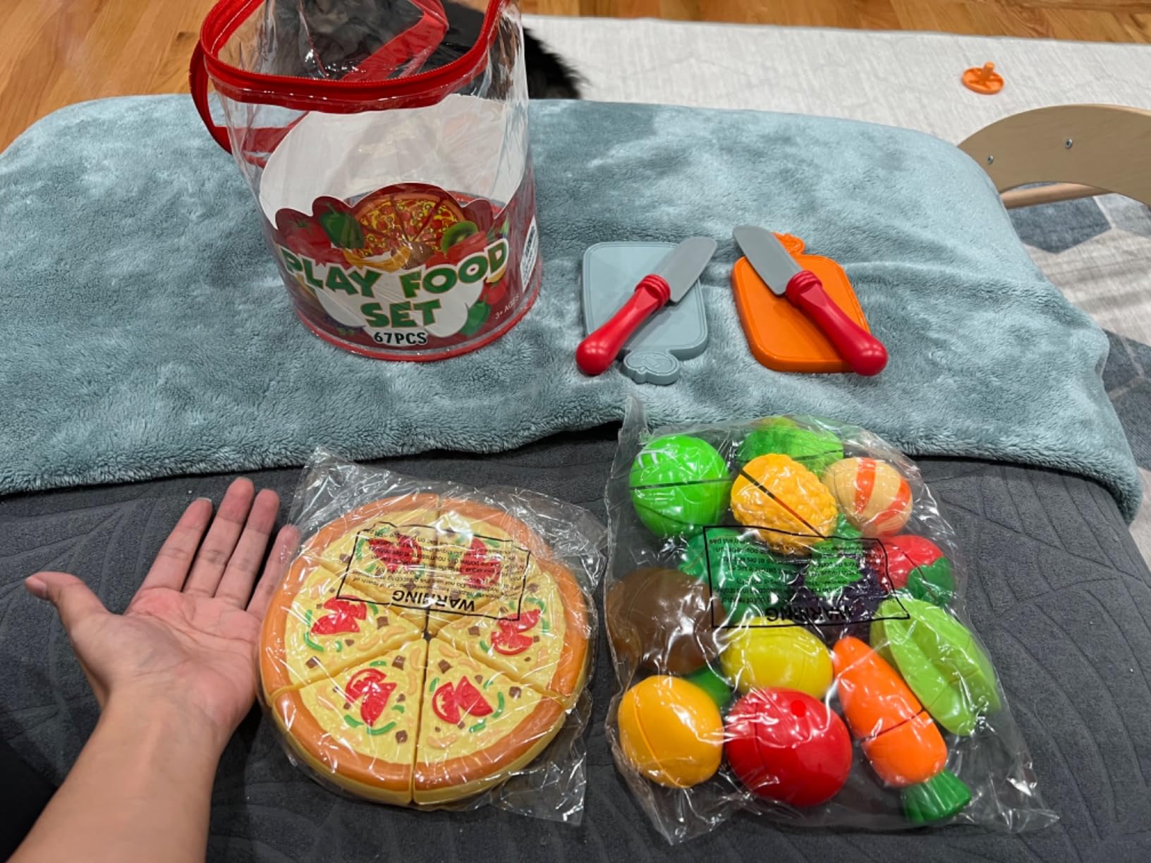 Pretend Play Food Sets for Kids Kitchen, Pizza Toy Food & Cutting Fake Food Activity Toys