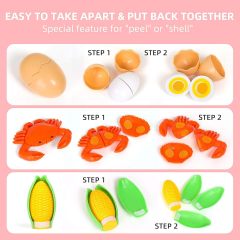 Pretend Play Food Sets for Kids Kitchen, Pizza Toy Food & Cutting Fake Food Activity Toys