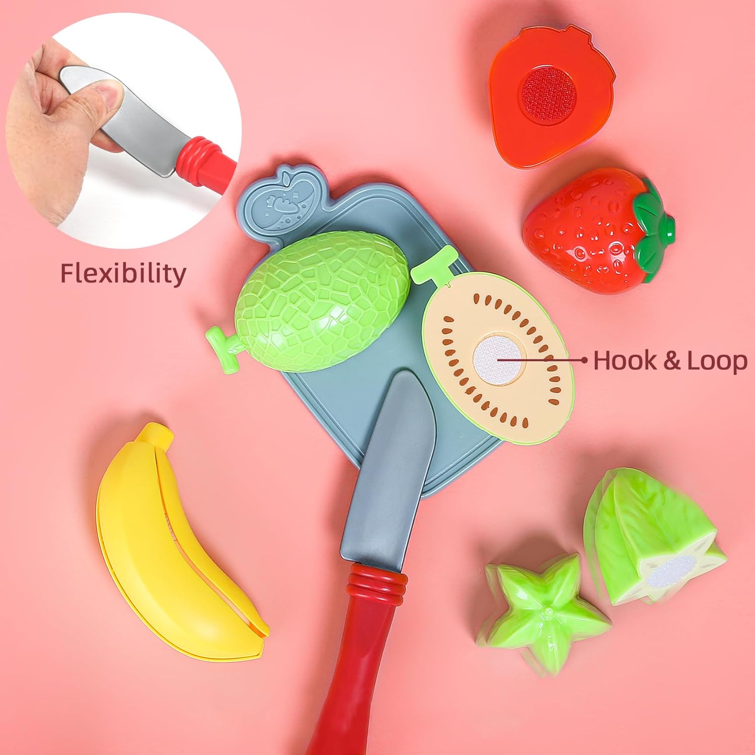 Pretend Play Food Sets for Kids Kitchen, Pizza Toy Food & Cutting Fake Food Activity Toys