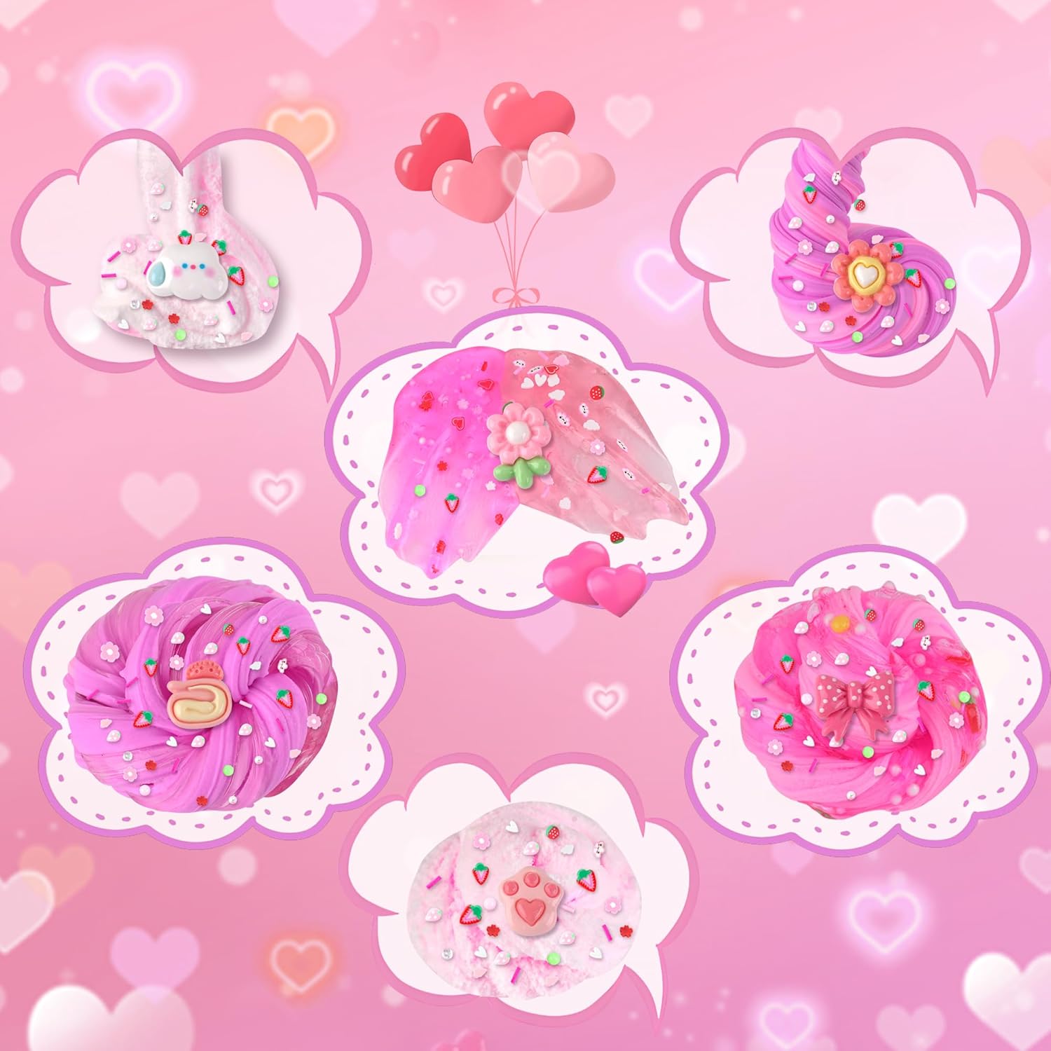 6 Pack Slimes Pink Slime Kids DIY Toys