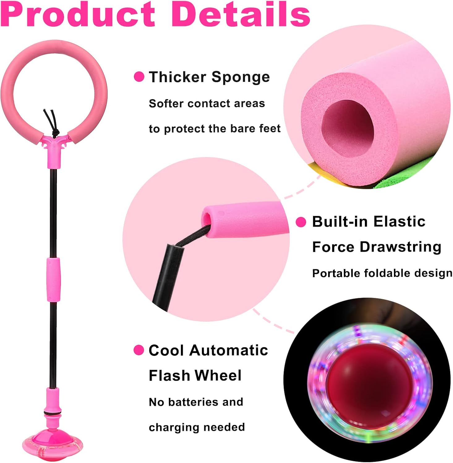 Skip Ball Portable Foldable Colorful Flash Wheel Swing Ball