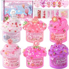 6 Pack Slimes Pink Slime Kids DIY Toys