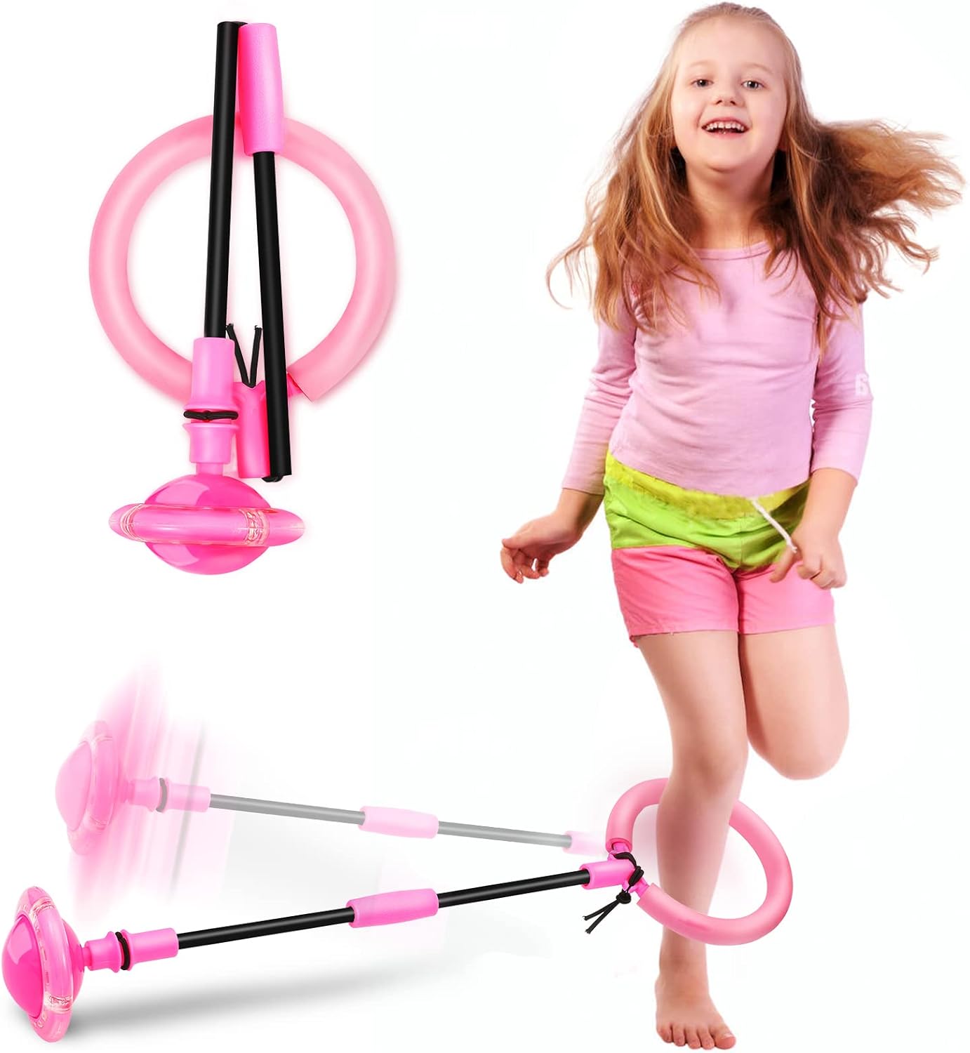 Skip Ball Portable Foldable Colorful Flash Wheel Swing Ball