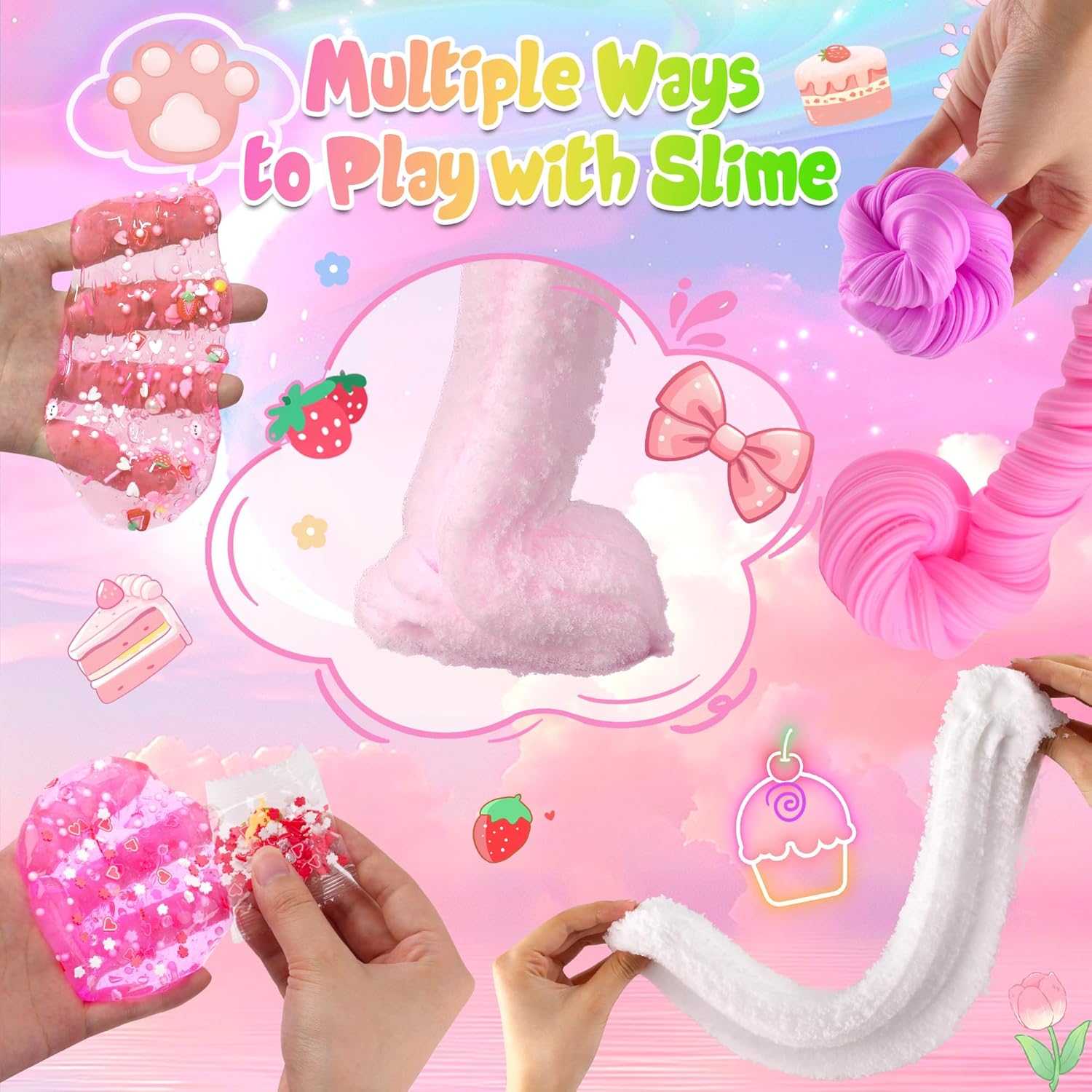 6 Pack Slimes Pink Slime Kids DIY Toys