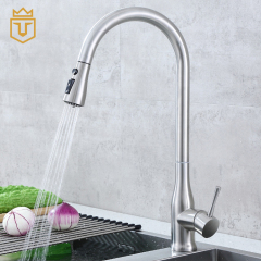 High Arc Stream Spray Kitchen Faucet Stainless Steel