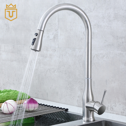 High Arc Stream Spray Kitchen Faucet Stainless Steel