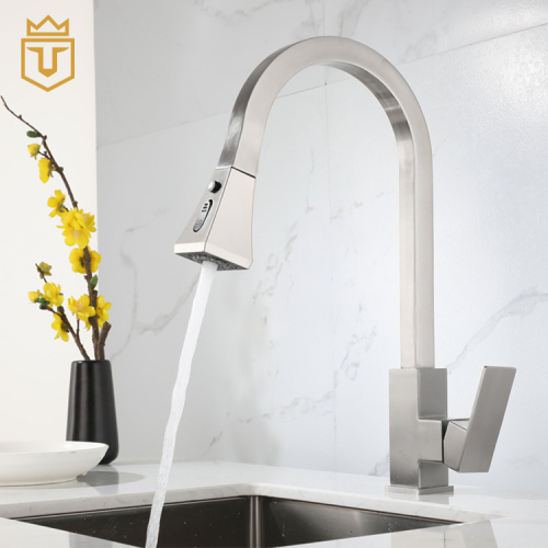 Stainless Steel Square Kitchen Faucet Pull Down