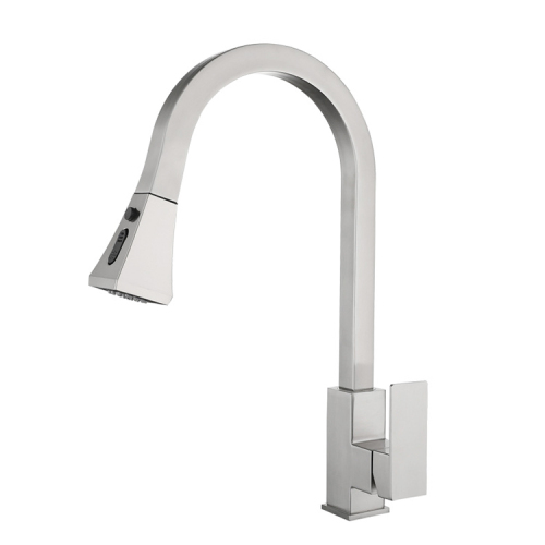 Stainless Steel Square Kitchen Faucet Pull Down