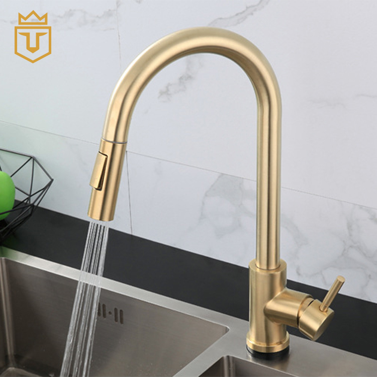 Pull Down Gold Touch Kitchen Sink Faucet