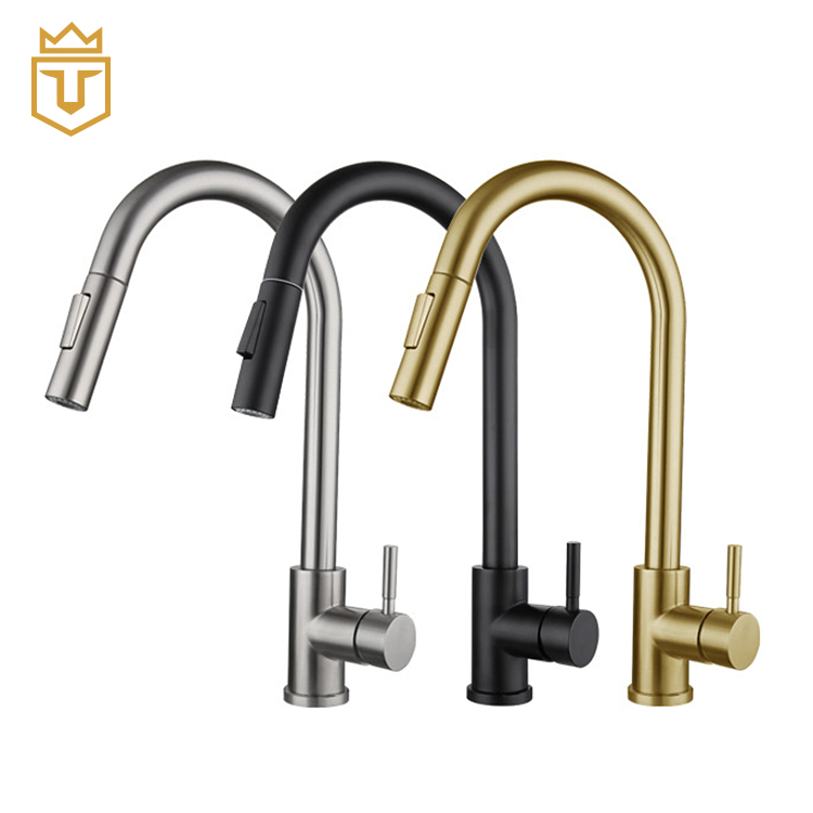 Pull Down Gold Touch Kitchen Sink Faucet