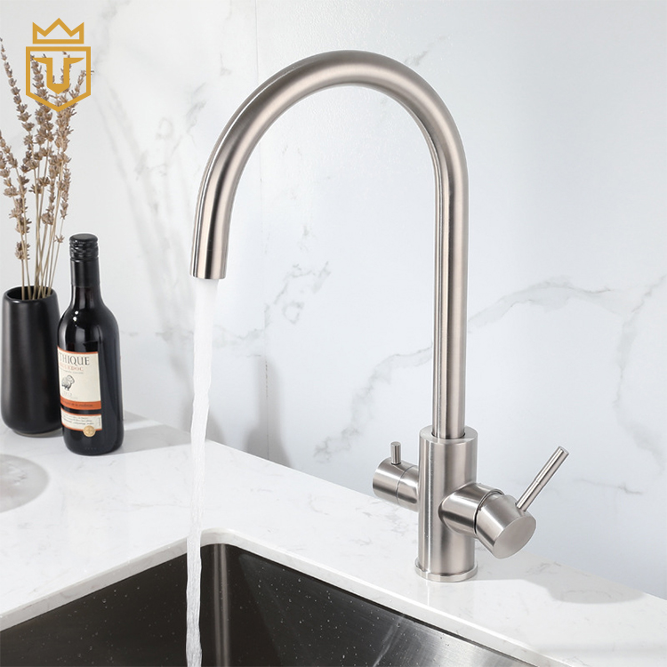 Brushed Stainless Steel 304 Kitchen Three Way Tap