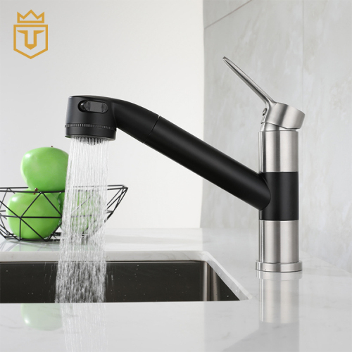 Mix Colors Brushed SS Black Kitchen Pull Out Tap