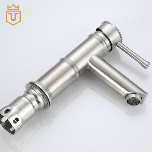 Brushed SS 304 Single Handle Bamboo Faucet Mixer