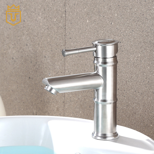 Brushed SS 304 Single Handle Bamboo Faucet Mixer