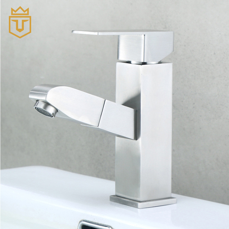 Hot Cold Water Mixer Bathroom Pull Out Basin Faucet