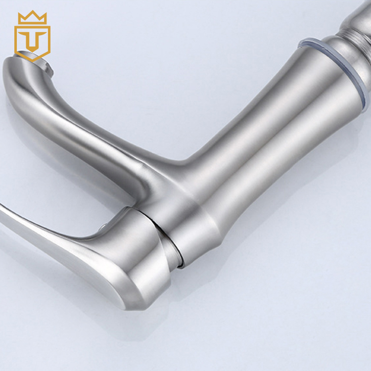 Single Handle Hot Cold Water SS Basin Sink Faucet