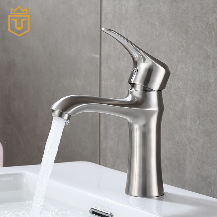 Single Handle Hot Cold Water SS Basin Sink Faucet