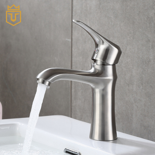 Single Handle Hot Cold Water SS Basin Sink Faucet