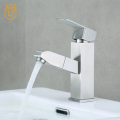 Hot Cold Water Mixer Bathroom Pull Out Basin Faucet