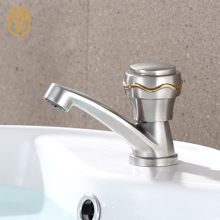 Round Handle Cold Water Bathroom Stainless Steel Basin Tap