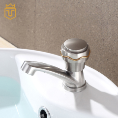 Round Handle Cold Water Bathroom Stainless Steel Basin Tap