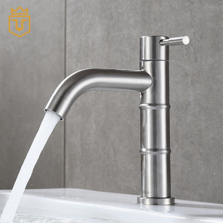 Single Lever Bamboo Cold Water Bathroom Faucet Basin
