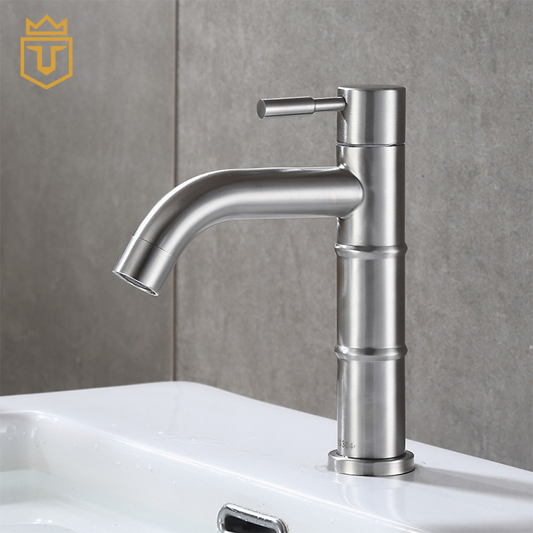 Single Lever Bamboo Cold Water Bathroom Faucet Basin