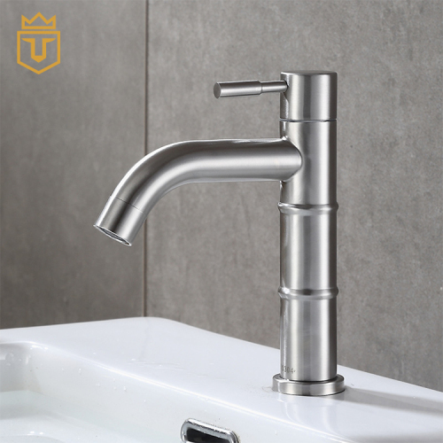 Single Lever Bamboo Cold Water Bathroom Faucet Basin