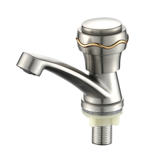 Round Handle Cold Water Bathroom Stainless Steel Basin Tap