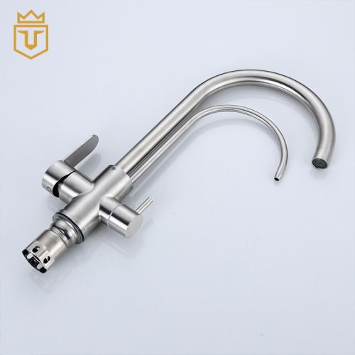 Brushed Stainless Steel 304 Kitchen Faucets Two Handle