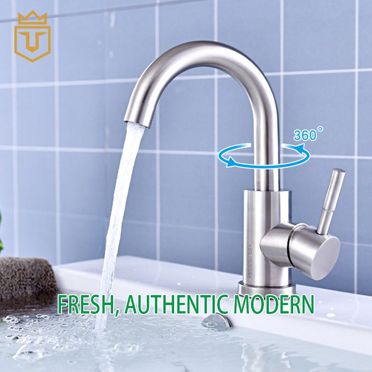 304 Single Lever Goose Neck Bathroom Faucet
